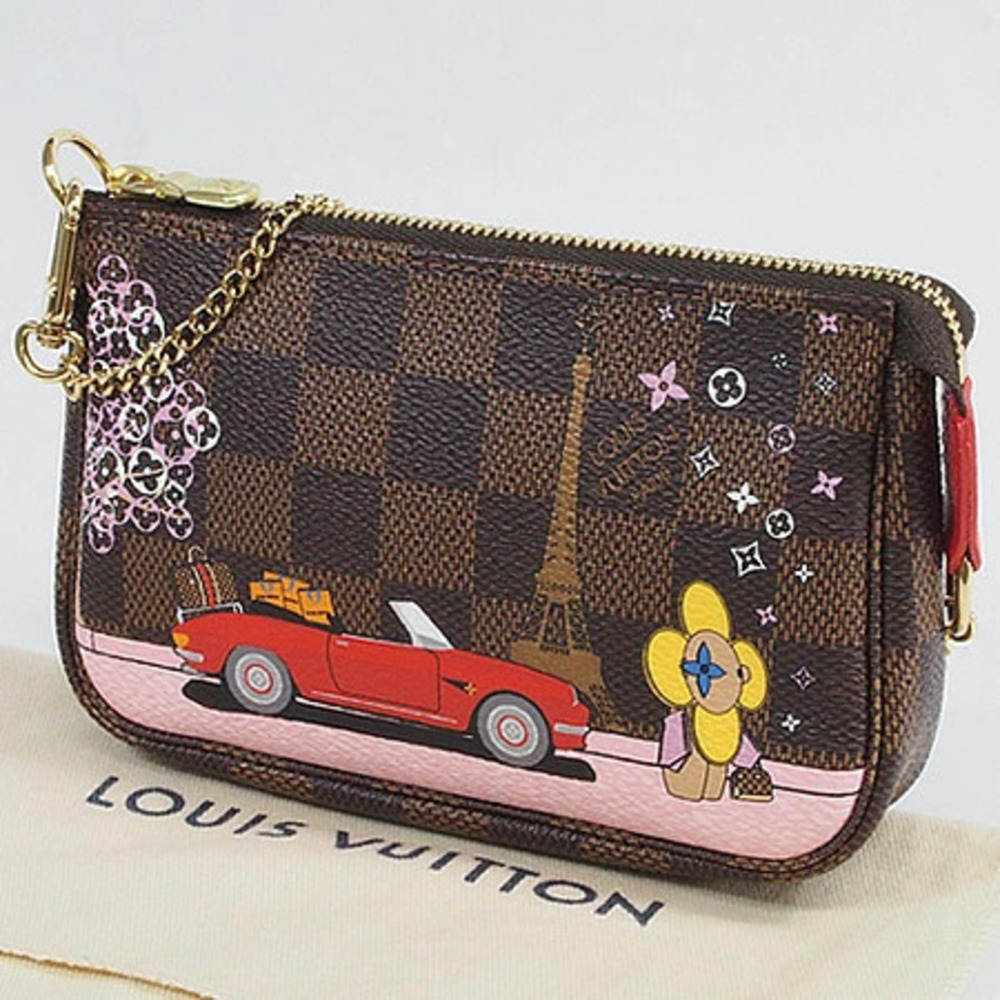 Louis Vuitton Damier Pochette Pouch Canvas Leather Brown